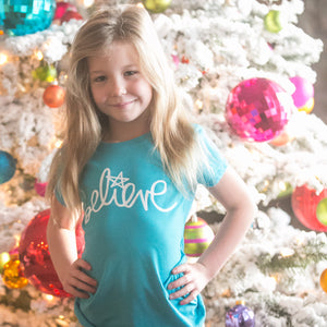 Heidi Swapp™ Girls Turquoise Christian 'Believe' Tee – Littlefield Lane