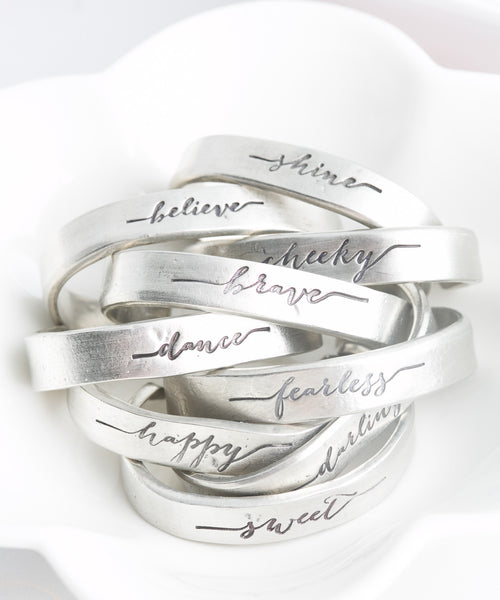 Script Chunky Pewter Cuff Bracelet